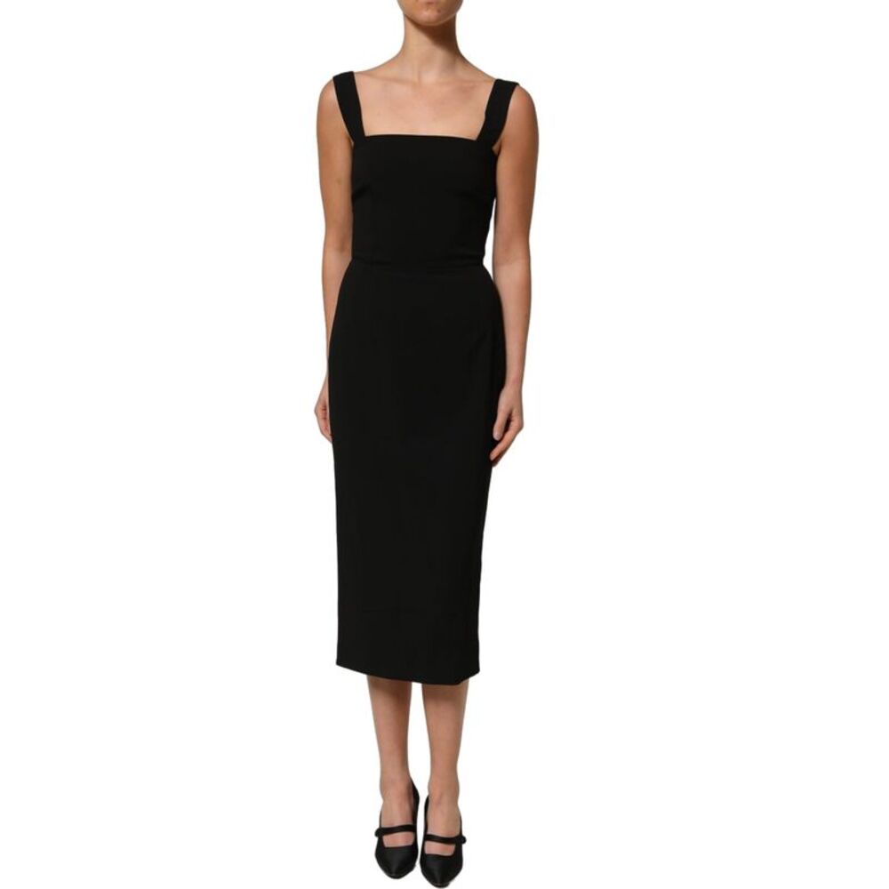 Dolce & Gabbana Black Viscose Stretch Sheath Midi Women's Dress
